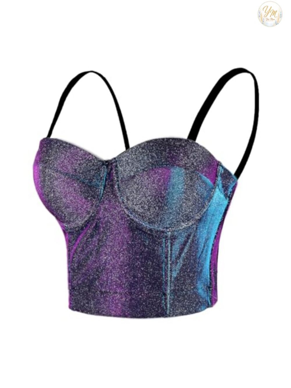 ELLACCI Women's Bustier Crop Top Corset Top Shiny Prom Party